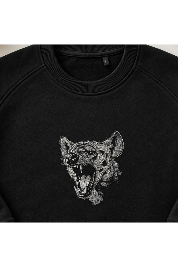 Roaring Hyena Embroidered Crew Neck Sweatshirt Unisex