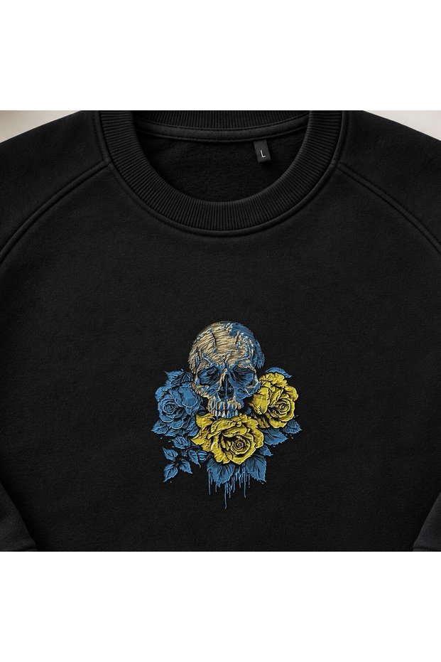 Memento Mori Gothic Embroidered Crew Neck Sweatshirt Unisex