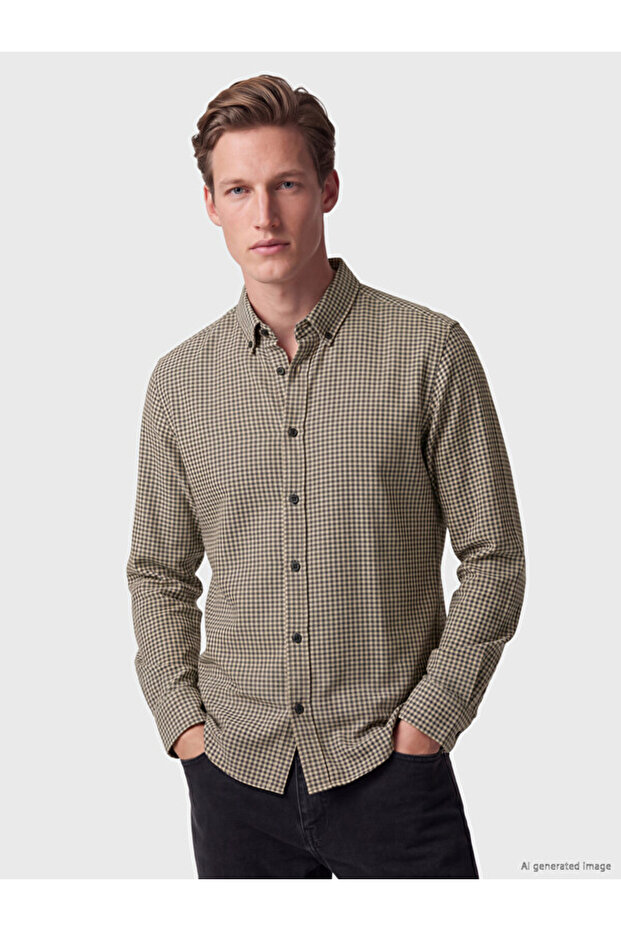 Esvab • Modern & Distinctive Standard Fit Checkered Embroidered Men's Lumberjack Shirt