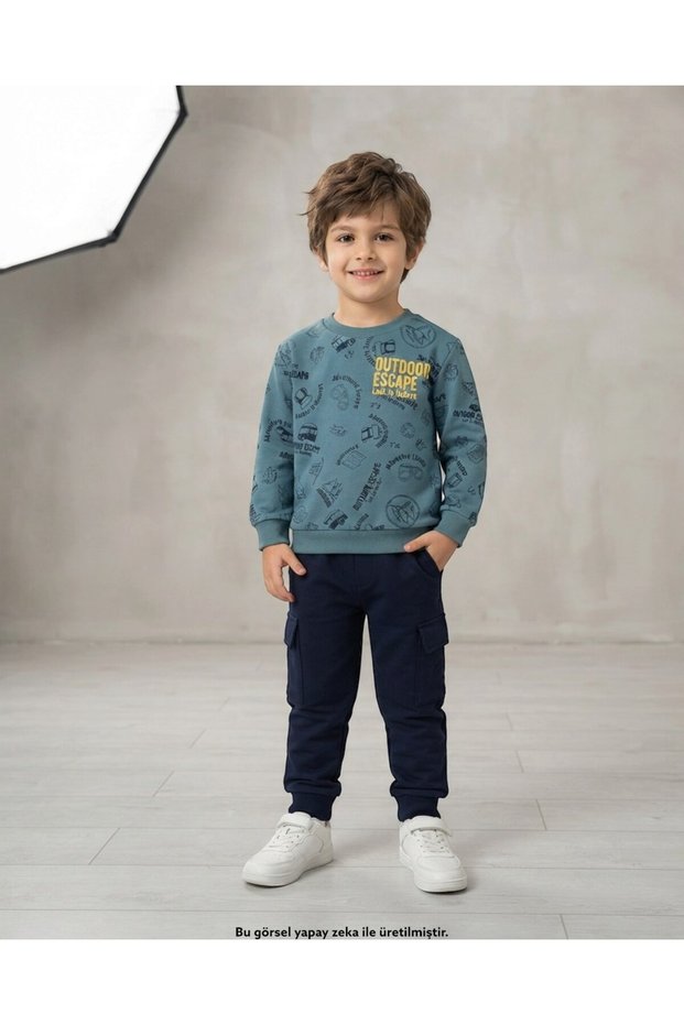 Boy's Seasonal Compact Cotton Top and Bottom Tracksuit Set, Ages 6-7-8-9-10