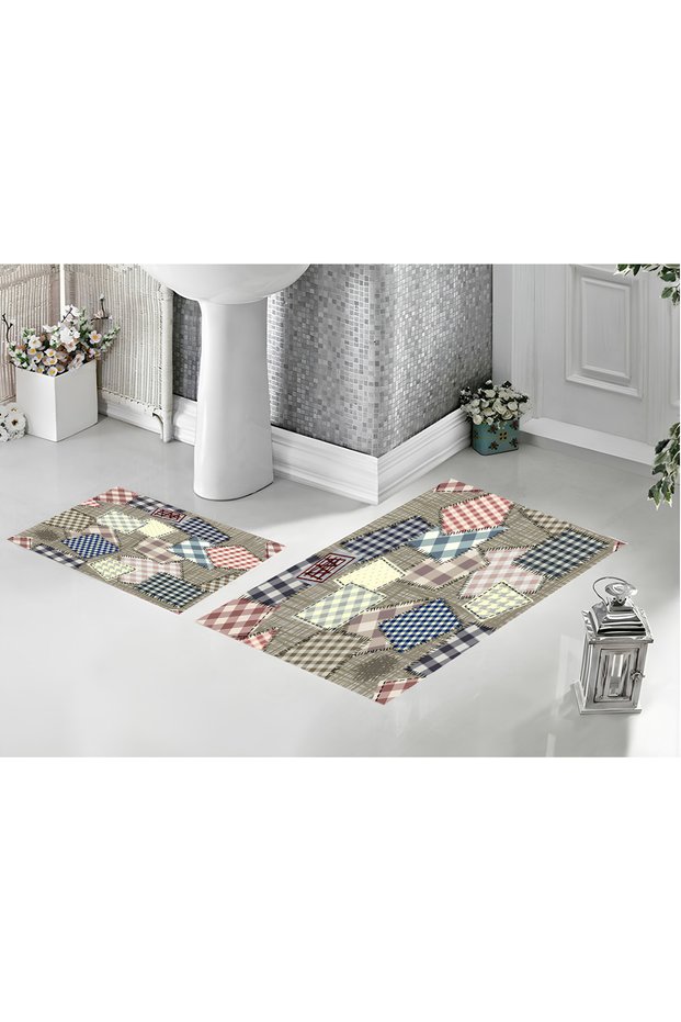 Water Absorbent Mat Stylish Design Bathroom Mat Non-Slip Base 40*60 cm 60*100 cm 2-Piece Mat