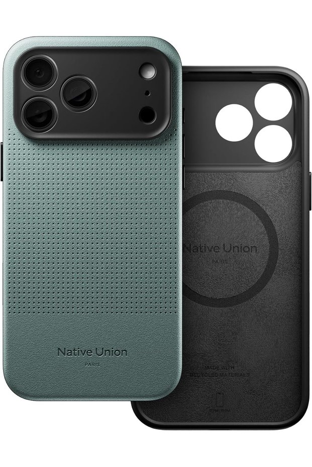 iPhone 18 Pro Max MagSafe Case ACTIVE 2.0, 10-Ft Drop Protection Premium Leather & TPU Cover Case, Slim & Thin, Raised Camera Bezel, Wireless Charging Compatible, Slate Green