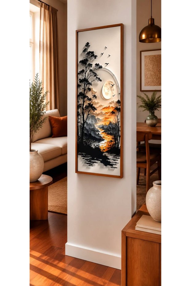 Wooden Framed Panoramic Living Room Hall Table