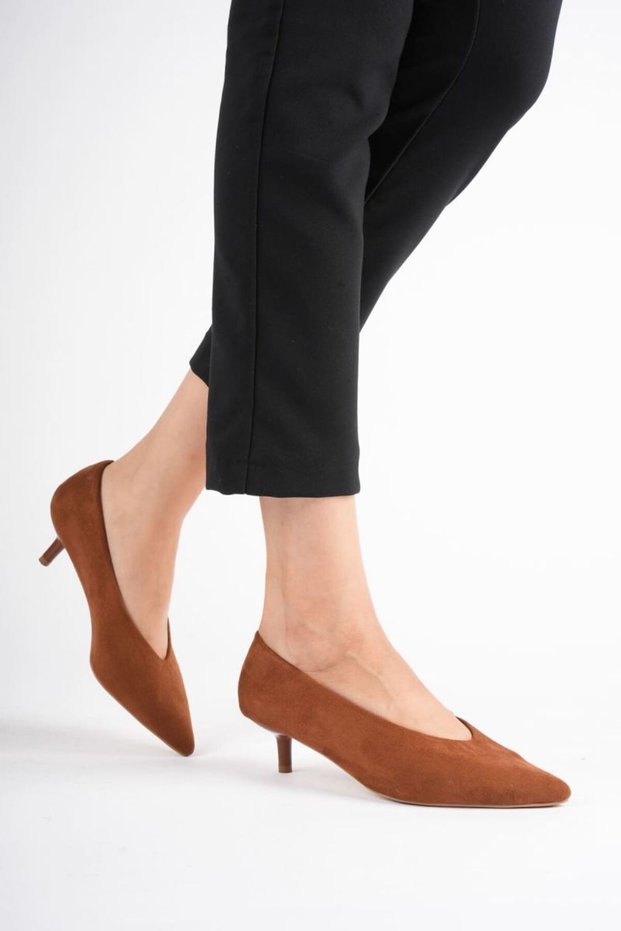 Women's tan suede 4 cm stiletto heel tr05ms02j