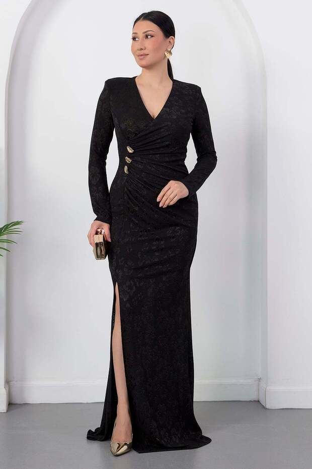 Double-Breasted Collar Buckle Long Sleeve Dress K-262703