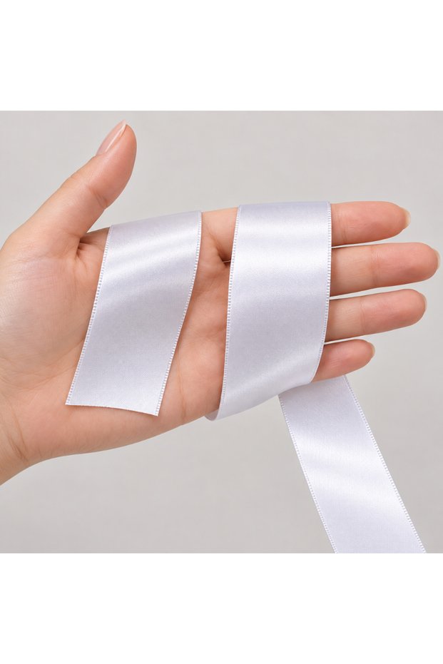 Satin Ribbon White 4 cm 90 Meters Hobby Decoration Ornament Packaging