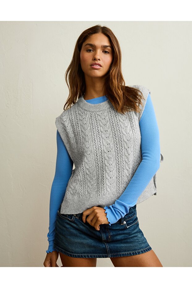 AE Whoa So Soft Cable Knit Vest