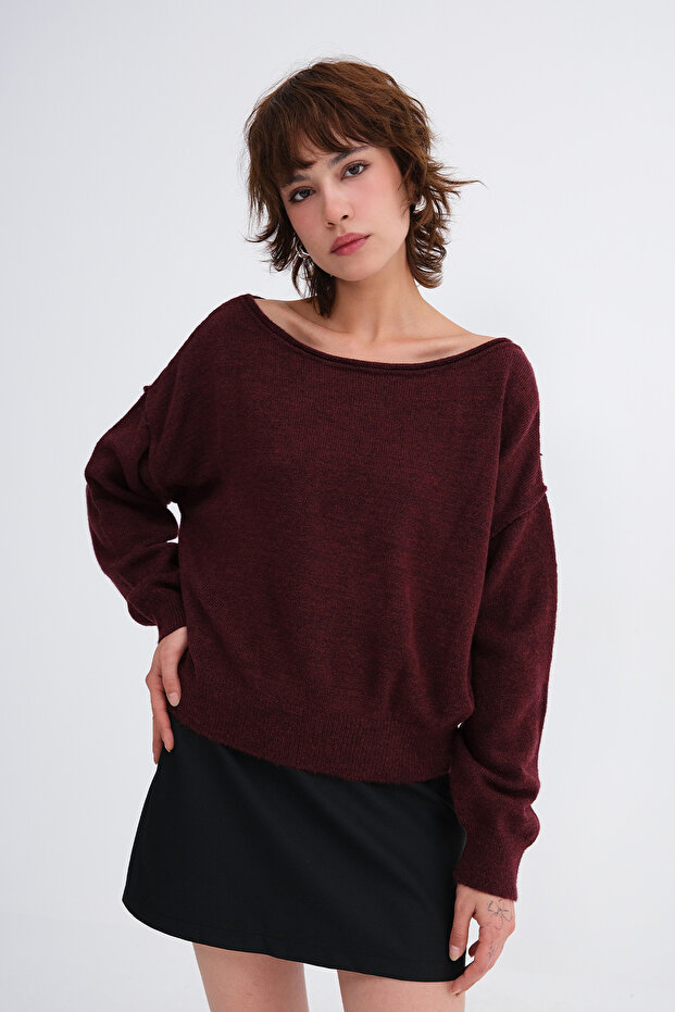 Boat Neck Knitwear Sweater K3472