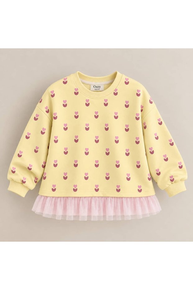 Girl's Tulle Detailed Sweatshirt