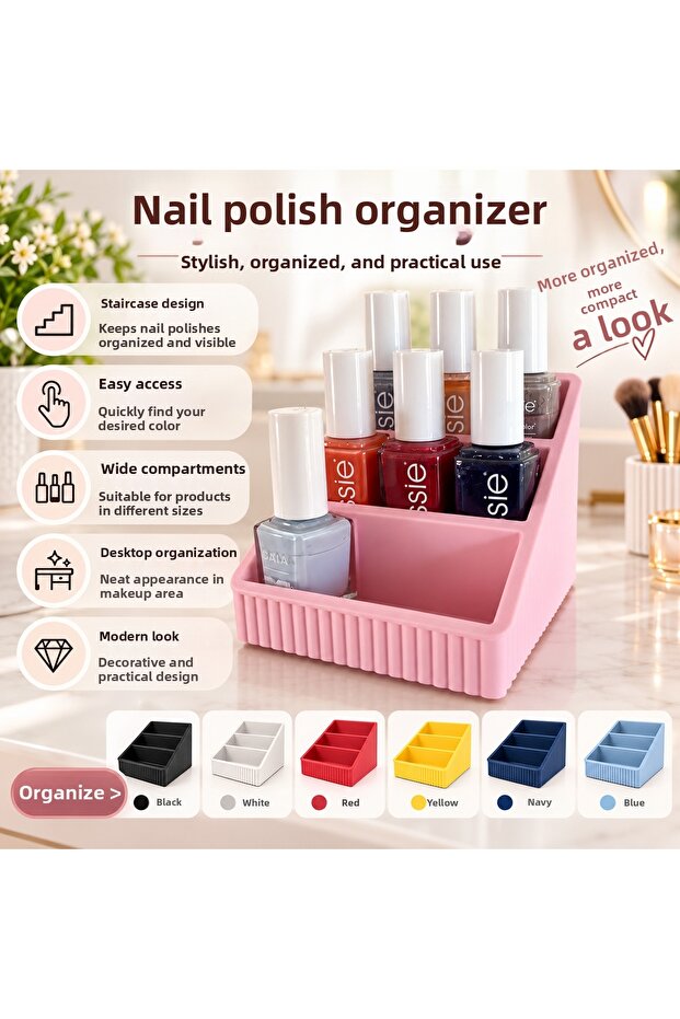 Step-By-Step Nail Polish Organizer – Desktop Makeup and Cosmetic Organizer