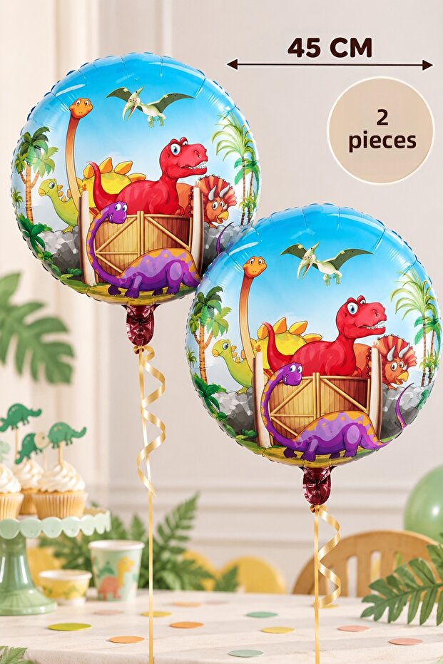 Dinosaur Foil Balloon 45 cm 2 Pieces Children's Birthday Jurassic Dinosaur Party Decoration