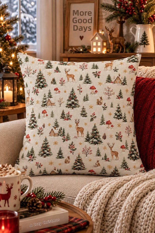 Christmas Double-Sided Printed Throw Pillow Cover 6Echd31