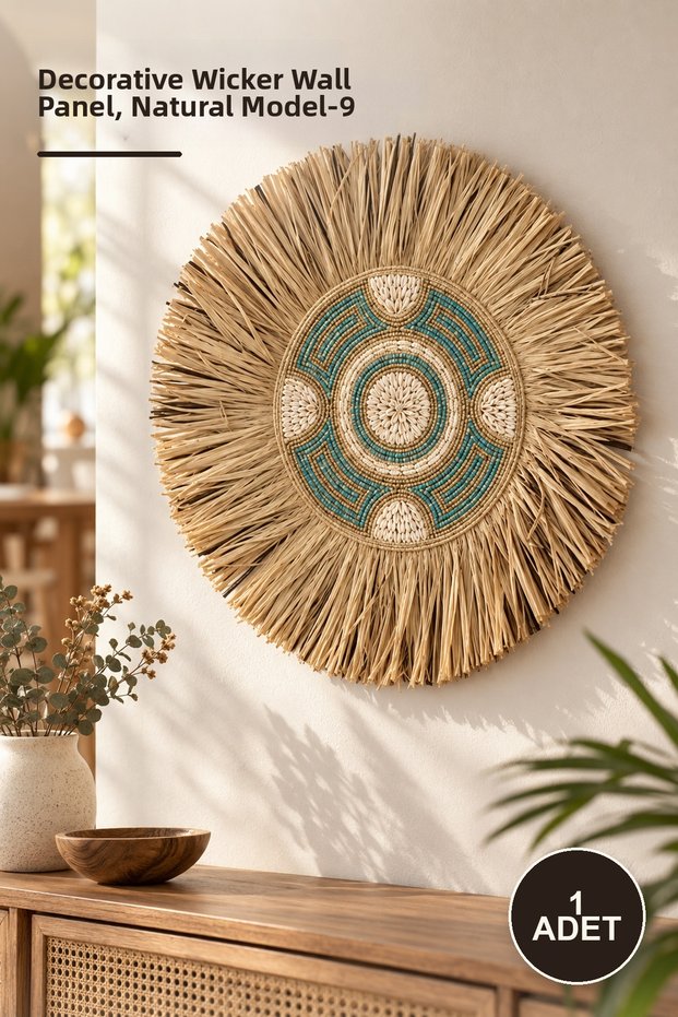 1 Piece of Wicker Wall Panel for Hanging on the Wall – Decorative Wicker Wall Panel, Hanging Panel Natural-9 Model, Wicker Wall Panel