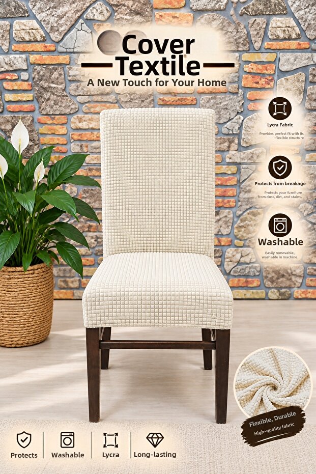 6 Pcs Chair Cover Plain Classic Model Chair Cover Bench Pouf Chair Cover***** 6 Pcs