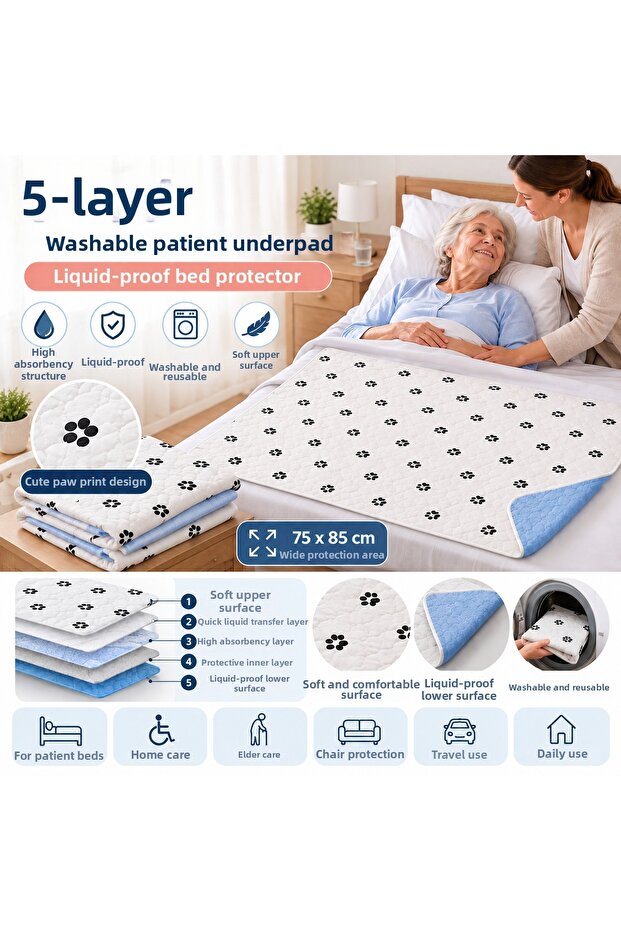Abso Patili 5-Layer Patient Underpad 75X85 cm Liquid-Proof