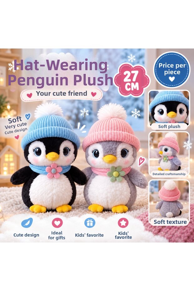 10028 Hat-Wearing Penguin Plush 27cm