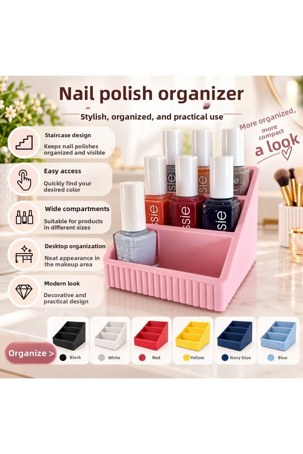 Step-By-Step Nail Polish Organizer – Desktop Makeup and Cosmetic Organizer