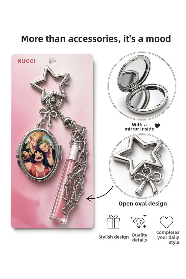 Metal Mirror Gloss Holder One Piece Charm Keychain Acrylic Comes with 1 Piece