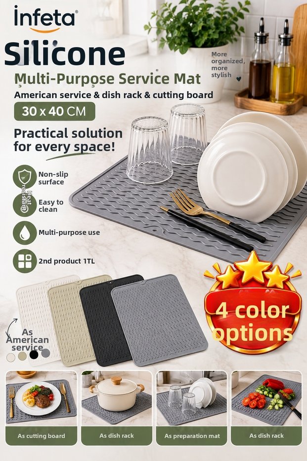 30X40 cm Silicone Multi-Purpose Serving Mat American Serving Dish Mat Trivet