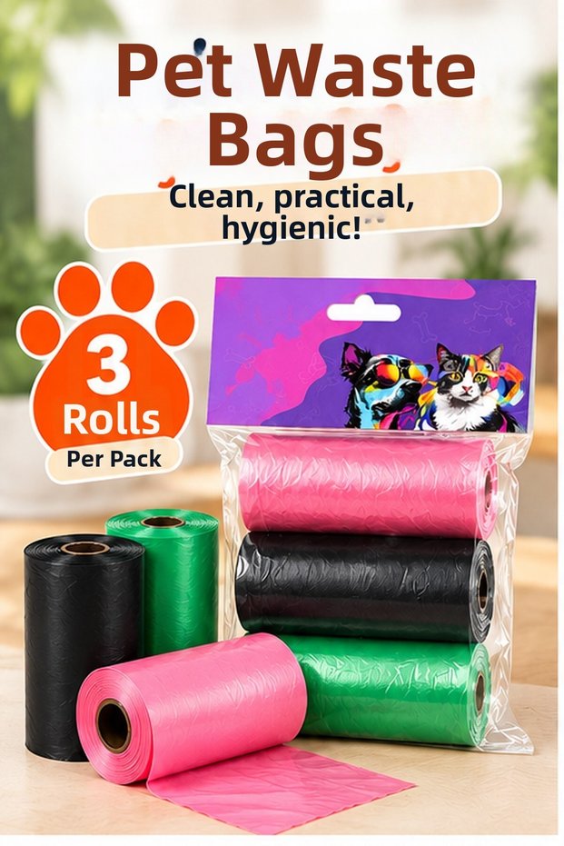 Cat Dog Poop Bag 3 Rolls Pet Feces Bag Hygienic Waste Collection Bag