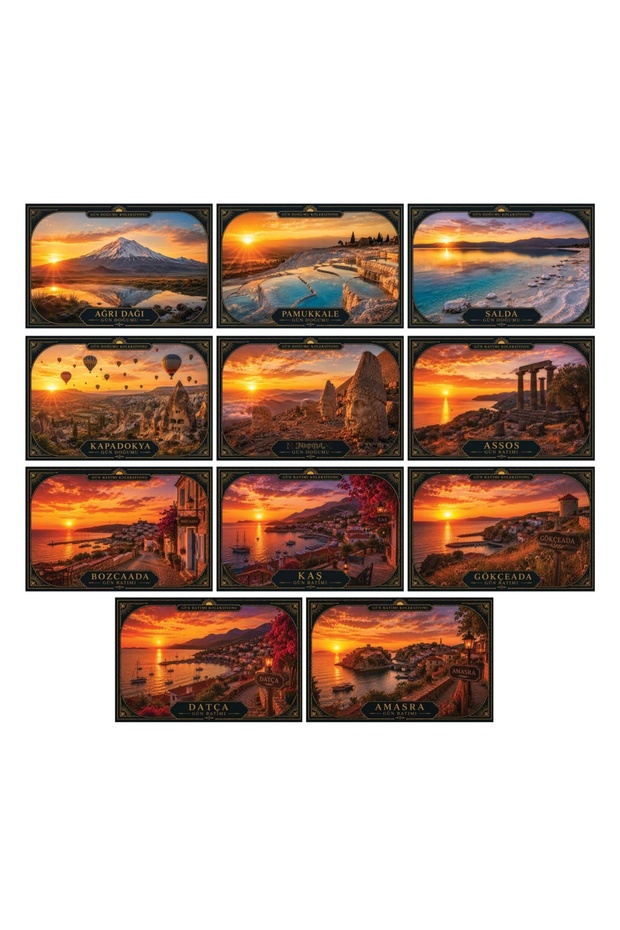 Turkey Sunset Themed Postcard Set (10X15 cm 11 Pieces)