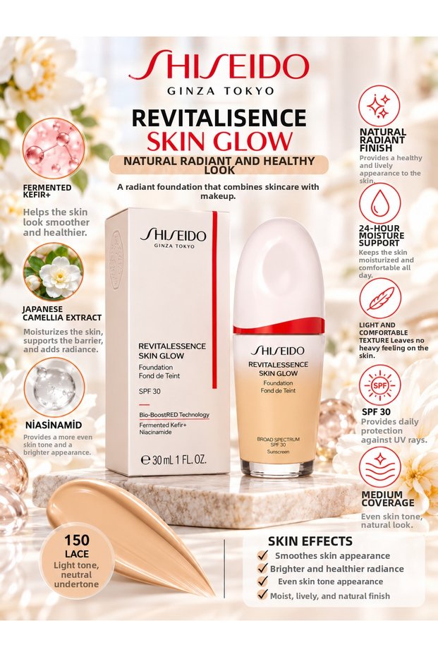 Revitalessence Skin Glow 150 Lace 30 ml – Skin Tone Equalizer and Moisturizing Foundation
