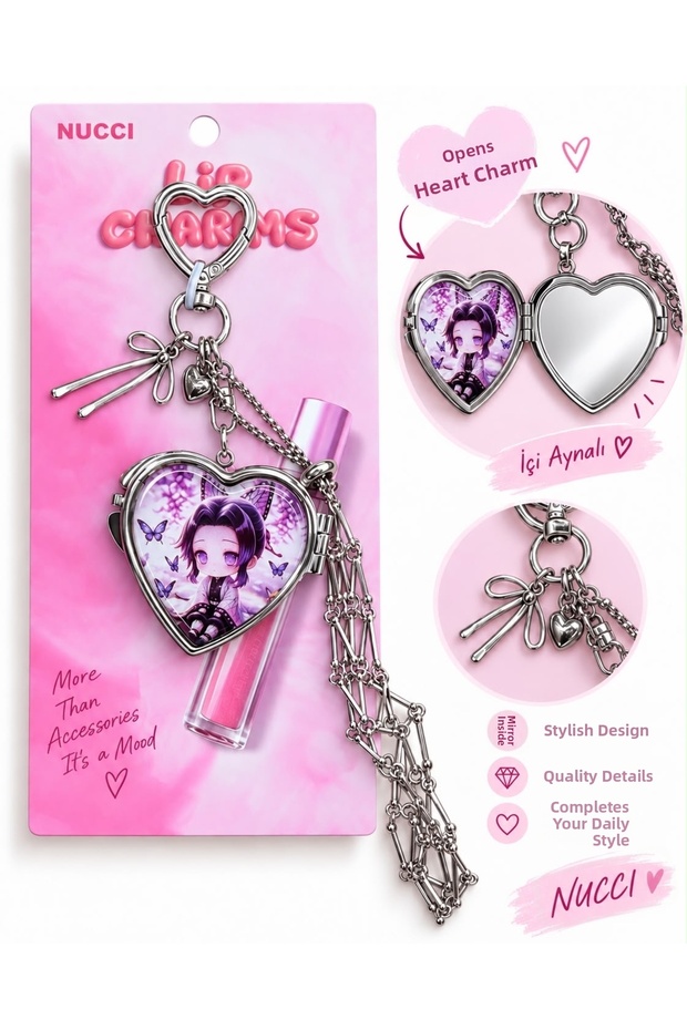 Metal Mirrored Gloss Holder Kocho Shinobu Charm Keychain Comes in 1 Piece