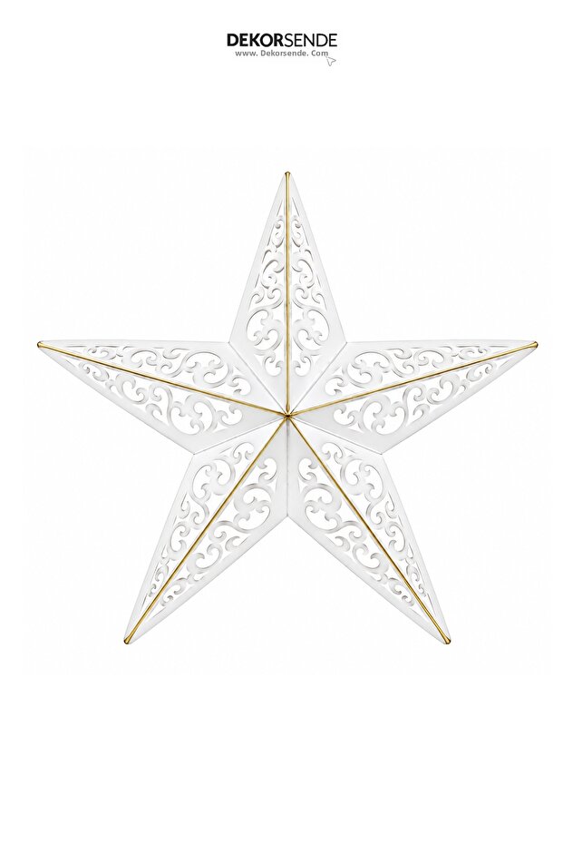 Christmas Decorative Metal Wrought Iron Star Door and Wall Ornament White 66 cm