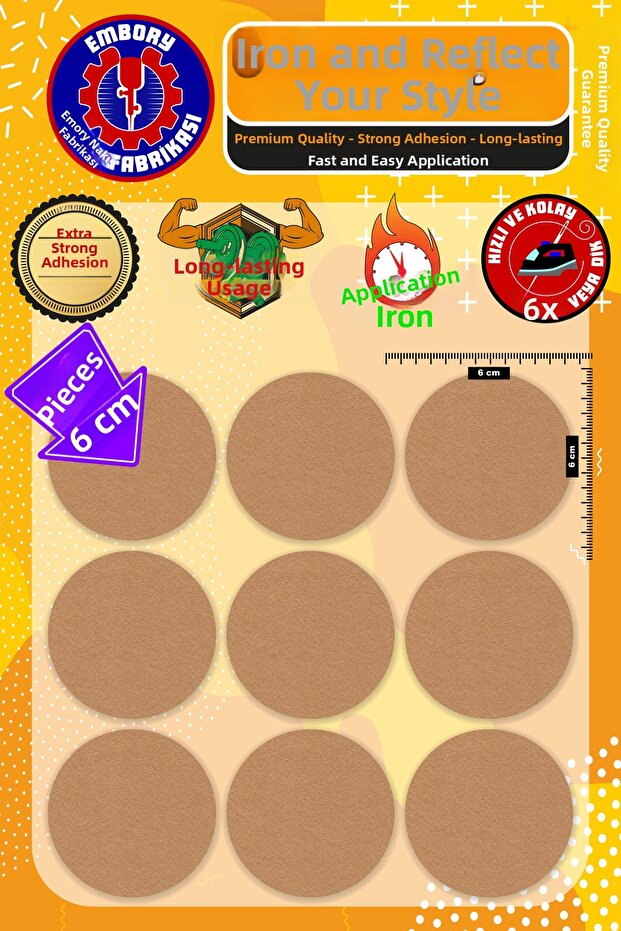 Iron-On Embroidered Patch, Brown Round Patch (9 Pcs) Iron-On Embroidery Woven Applique Patch