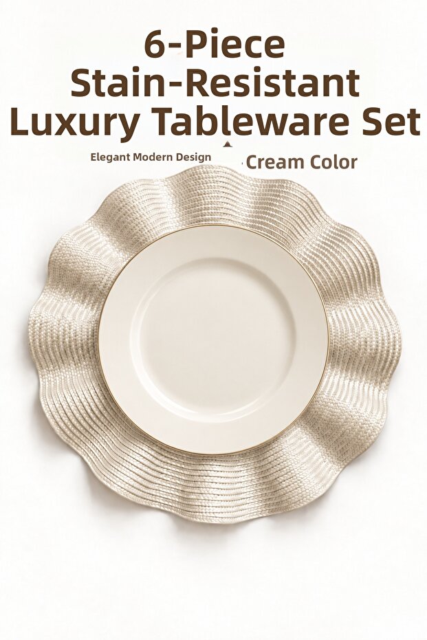 Luxury 6-Piece Cream Wavy Form Supla Set – 37 cm
