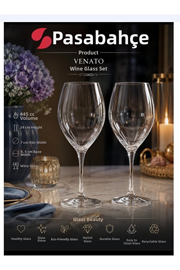 Set of 2 Veneto Cold Cutting Glasses 445 Cc 24 cm Length 7 cm Mouth 8.5 cm Base Dimensions Great Quality
