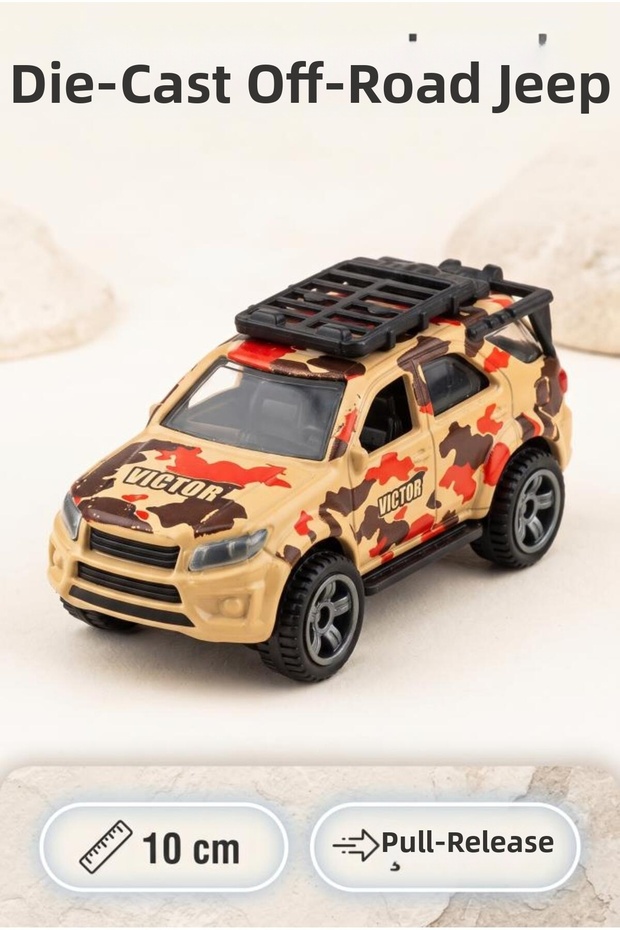 Toyota Fortuner Model 10 cm Diecast Off-Road Jeep Toy with Camouflage Pattern Body Design