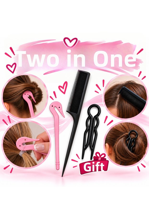 Crepe comb + hair elastic cutter buckle removal tool (pin buckle hair bun rod gift)