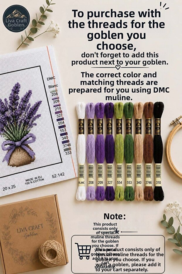 40X50 Goblen Yan Product 35 Pieces Dmc Muline