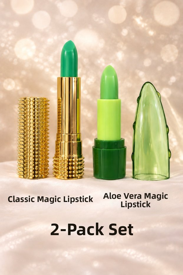 2-Piece Magic Lipstick Set Color Changing Permanent Lipstick with Aloe Vera Extract