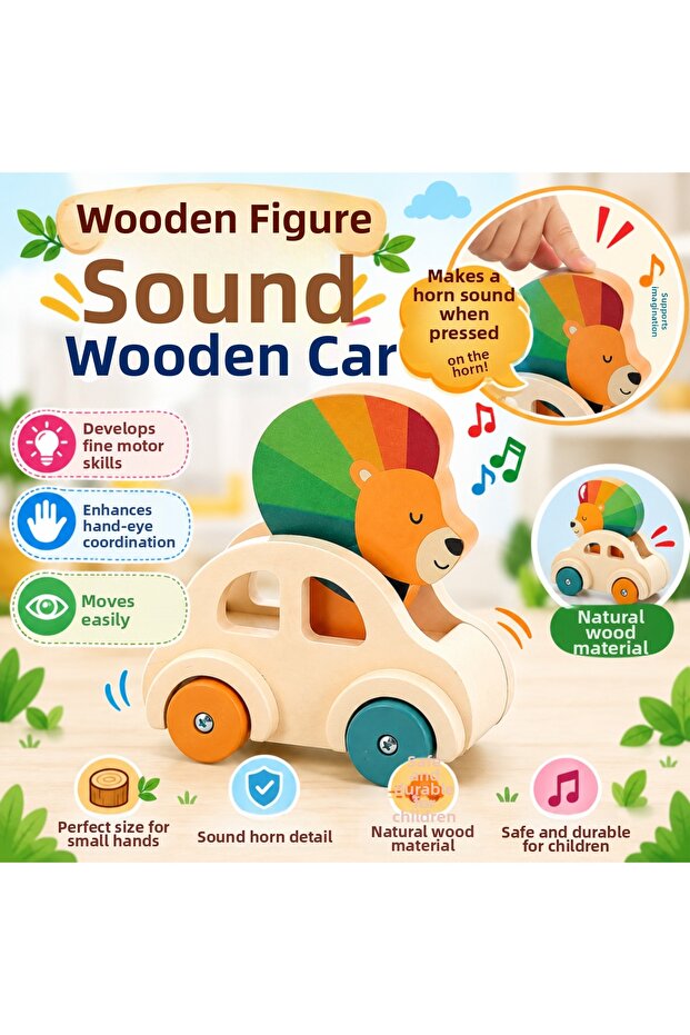 Wooden Car with Wooden Figures and Sound