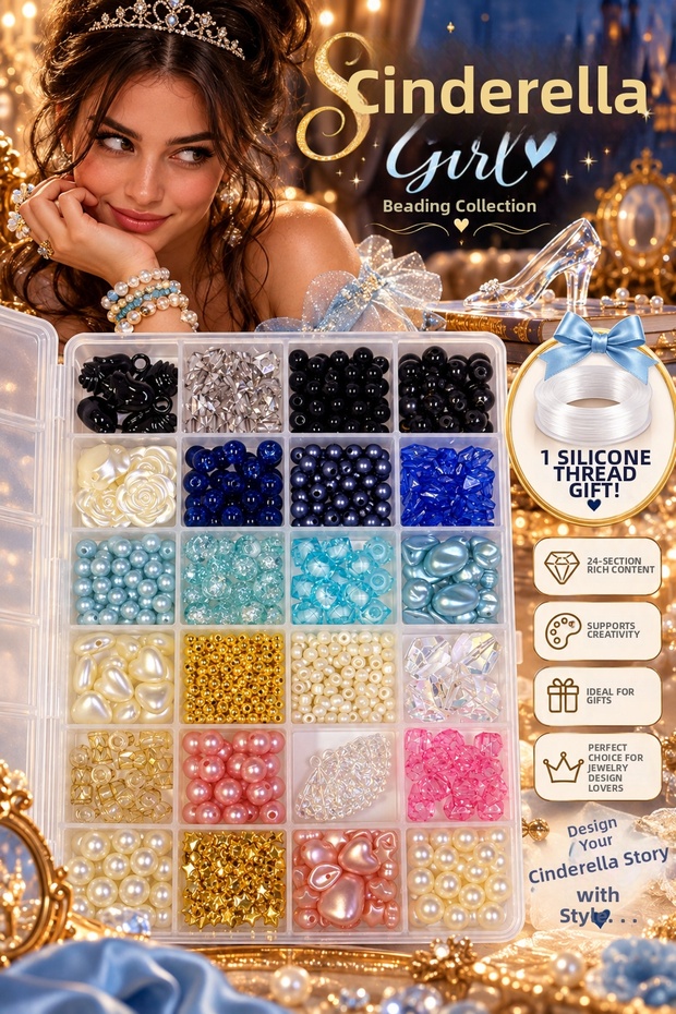 Sinsirella Girl 24 Compartment Bead and Jewelry Making Set – Bracelet and Necklace Design Kit