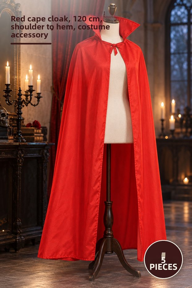 5 Pieces of Cape – Model with Collar, Shoulder Drop 120 cm Clothing Accessory Red, Cape Cloak