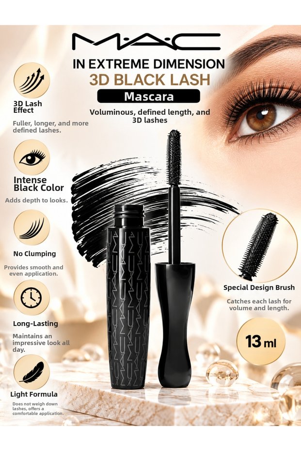 In Extreme Dimension 3D Black Lash 13 ml – Mascara for a Fuller and More Defined Look of Eyelashes