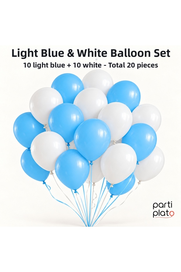 Pastel Light Blue White Balloon Set 20Pcs 11 Inch Latex Balloon Birthday Baby Shower Party and Organization Decoration