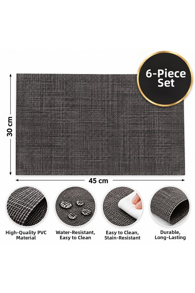 American Service Pvc 30X45Cm Anthracite Set of 6