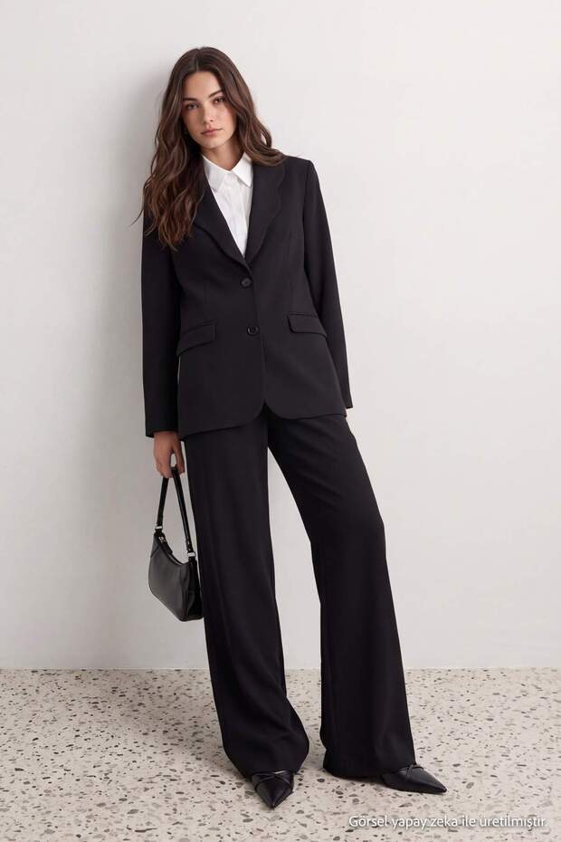 Siyah Blazer Ceket Pantolon Alt - Üst Takım TCTAW27US00039