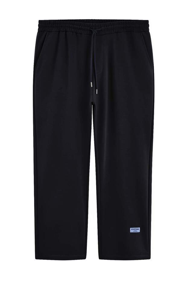 Plus Size Navy Blue Straight Cut Open Leg Label Sweatpants Tmnaw27Aj00008
