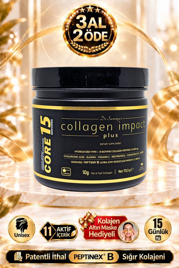 Powdered Collagen Peptide 10,000 Mg Type 1-3 Pure Hydrolyzed Bovine Collagen | Core 15 Day Daily Dietary Supplement | Hyaluronic Acid | Vitamin C | Coenzyme Q10 | Biotin | Zinc | Resveratrol | Glutathione | Elastin