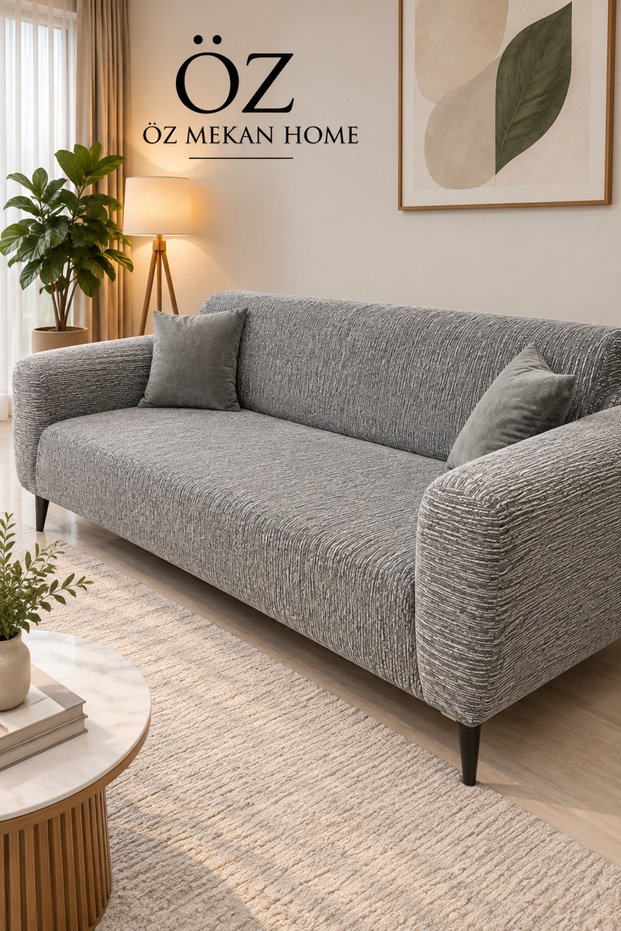 Jacquard Sofa Cover, Sofa Cover Dark Gray