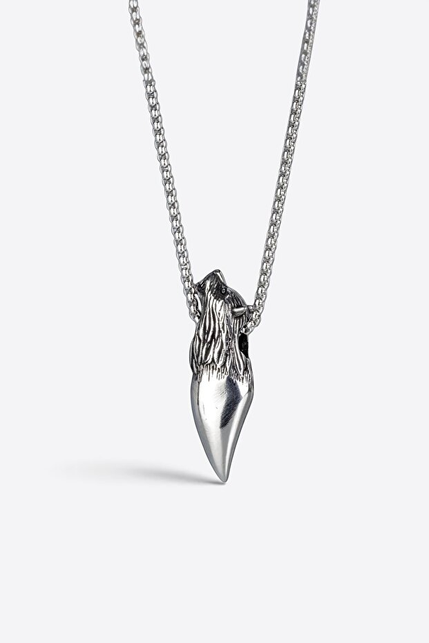 Wolf Tooth Motif Men's Steel Necklace