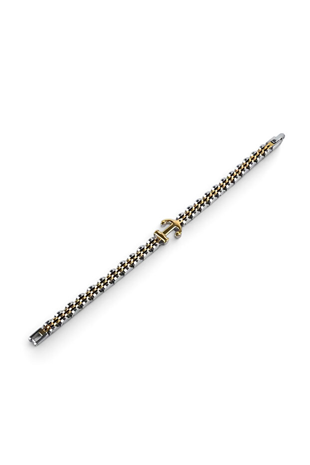Anchor Lock Men's Steel Bracelet - Gold Color