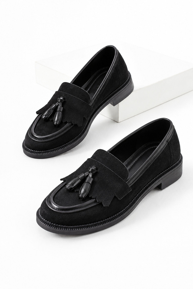 Black Suede Women's Daily Comfortable Ergonomic Mary Jane Shoes Comfort Soft Sole Office, Campus Style Loafer