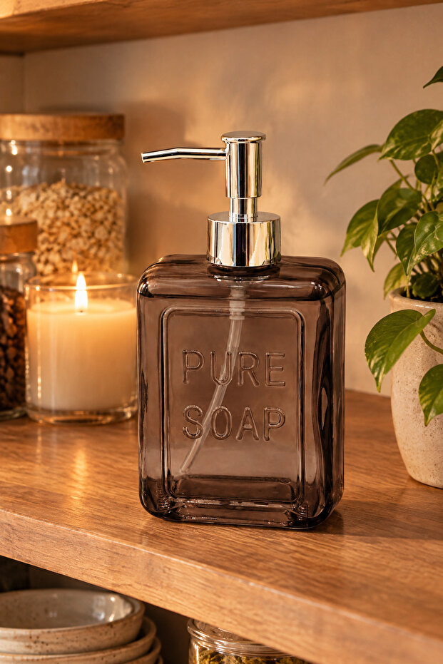 Colored Glass Liquid Soap Dispenser, 500 Ml, Black