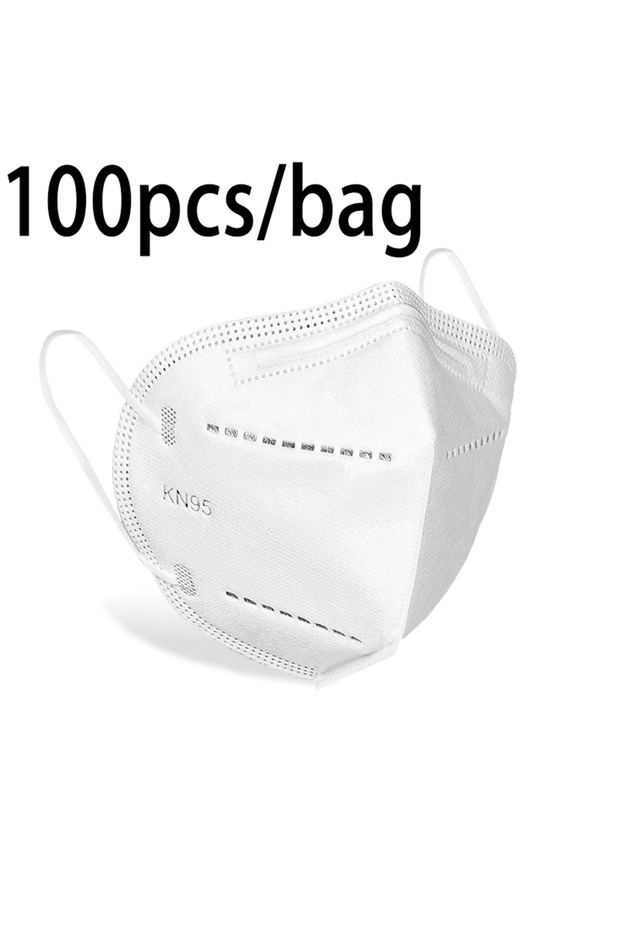 kc-White-100pcs 50/100pcs Black and White Masks Adult KN95 Masks Facial Travel Use Dustproof 5-Layer